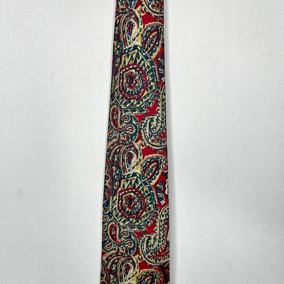 Silk Accents Men’s Neck Tie 4” Maroon Blue Beige Paisley 100% Silk Necktie USA - Picture 2 of 10
